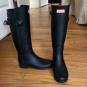 Hunter Black Women's Original Refined Back Strap Wellington Boots